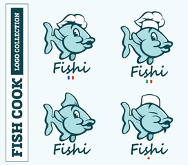 modern professional set logo emblem fish cook for different countries