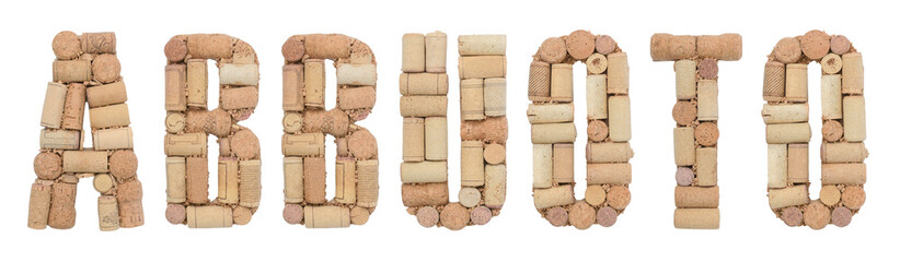 Grape variety Abbuoto made of wine corks Isolated on white background