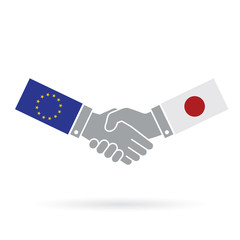 European union and Japan handshake business agreement.