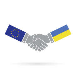 European union and Ukraine handshake business agreement.
