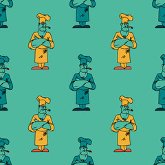 Funky chef seamless pattern. Original design for print or digital media.