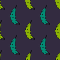 Happy banana seamless pattern. Original design for print or digital media.