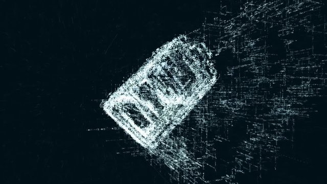 Battery logo, a design consisting of a code of numbers and a symbol. Abstract battery icon in computer cyber network on a dark turquoise background