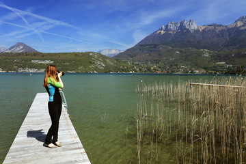 Fototapeta na wymiar Lake Annecy in Haute Savoie, France, Europe