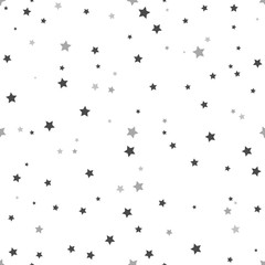 Star seamless pattern. White and grey retro background. Chaotic elements. Abstract geometric shape texture. Effect of sky. Design template for wallpaper,wrapping, textile. Vector Illustration