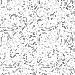 Seamless pattern with different curved arrows. Vector illustration on white background.