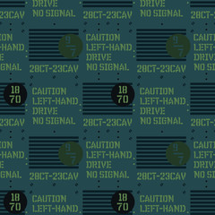 Military signs seamless pattern. Original design for print or digital media.