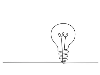 Foto op Plexiglas Continuous line drawing. Electic light bulb. Eco idea metaphor. Vector illustration © Valenty