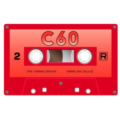Fototapeta premium Plastic audio cassette tape. Realistic object illustration