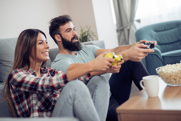 Couple playing video games