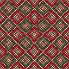 Argyle Abstract Seamless Knitting Pattern. Christmas Knitted Sweater Design. Wool Knit Texture Imitation