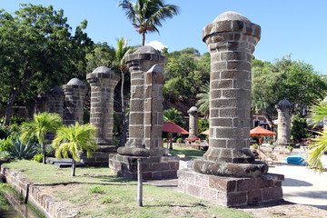 Nelson's Dockyard,  stone pillars, Antigua, Leeward Islands, Caribbean