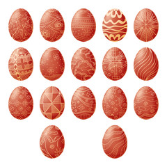 Easter eggs isolated on white background. Hand draw an Easter sy