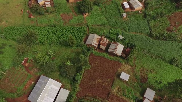 Aerial view of a village in Uganda 