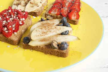 Fruit berry and peanut butter sendwich