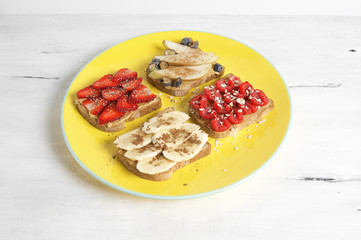 Fruit berry and peanut butter sendwich