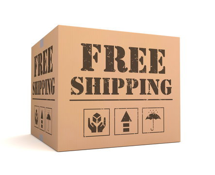 free shipping cardboard box 3d illustration