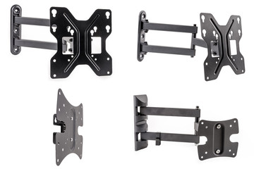 four black bracket for TV on white isolated background