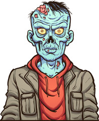 Cartoon serious zombie. Vector clip art illustration with simple gradients. Head and body on separate layers. 