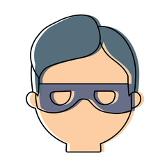 cartoon thief face icon over white background, colorful design. vector illustration