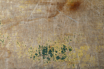 Ancient wooden background with green peeling-paint