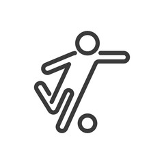 Icon line soccer player with ball