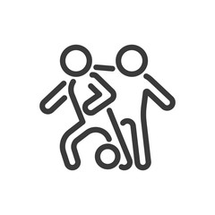 Icon line two soccer players with ball