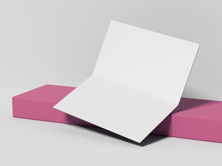 White opened leafler on the red box. 3d rendering