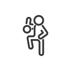 Icon line soccer player playing with ball