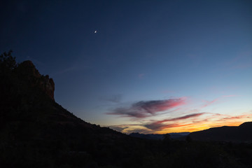 Quarter moon just after sunset, Sedona, Arizona