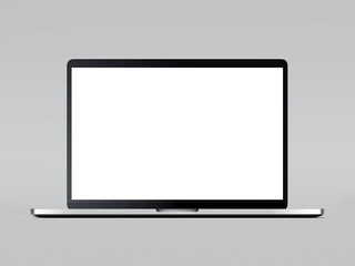Big modern silver laptop. 3d rendering