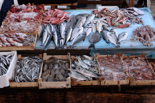 Fish market, mixed exposure of fish

