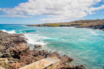 Galapagos Islands. Landscape of the Galapagos Islands. Cliffs stretching into the ocean