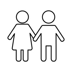pictogram male and female couple holding hands vector illustration outline design