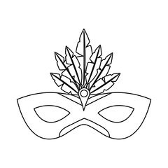 carnival mask with feathers decoration vector illustration outline design
