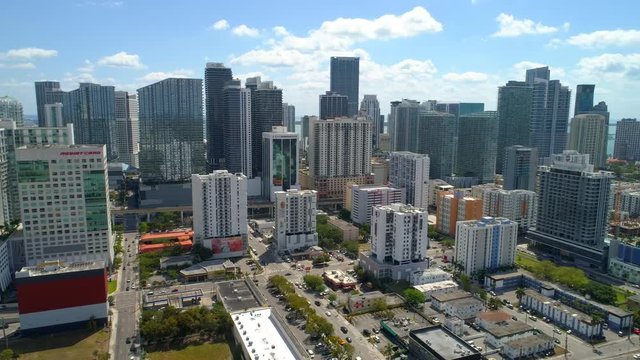 Aerial lateral footage Miami Downtown Brickell clip 2