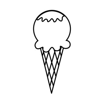 ice cream cone sweet delicious image vector illustration outline design