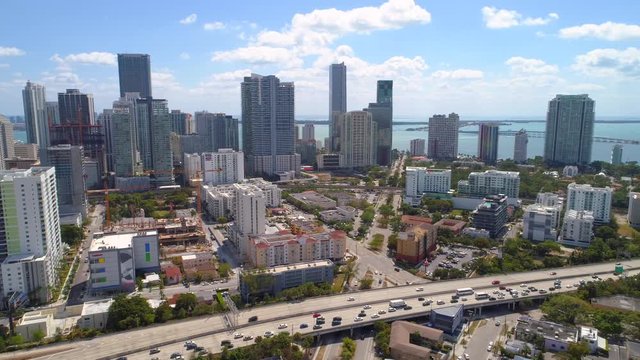 Aerial lateral footage Miami Downtown Brickell clip 4