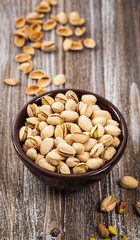Sea Salt Roasted Pistachios. Selective focus.