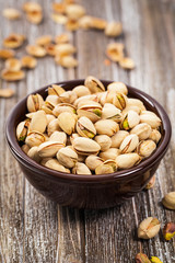 Sea Salt Roasted Pistachios. Selective focus.