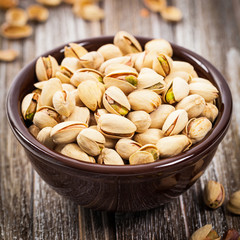 Sea Salt Roasted Pistachios. Selective focus.