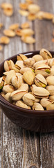 Sea Salt Roasted Pistachios. Selective focus.