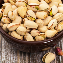 Sea Salt Roasted Pistachios. Selective focus.