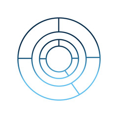 round chart statistic data diagram icon vector illustration gradient blue color