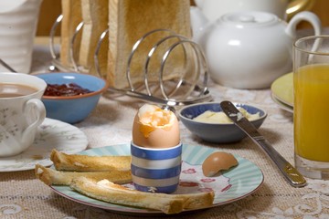Boiled egg with toast