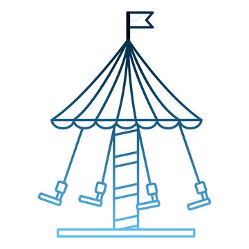 carnival fun fair festival carousel with chair flying vector illustration gradient blue color
