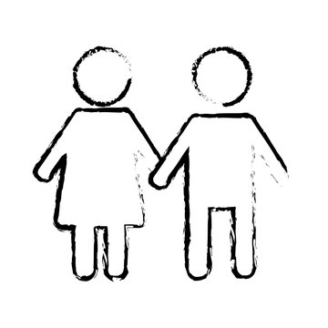 pictogram male and female couple holding hands vector illustration sketch design