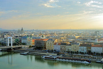 Obraz premium Pest side of Budapest city view from top location