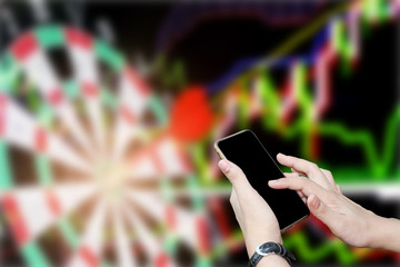 Hand holding mobile smartphone with blank screen 