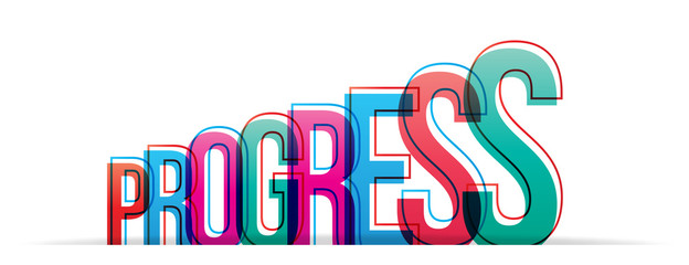 Progress colorful word. Vector illustration.